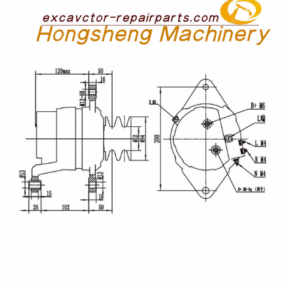 600-825-3151 Máy phát điện Máy xúc Komatsu PC400-6 Động cơ 6D125 Máy phát điện 24V 40A